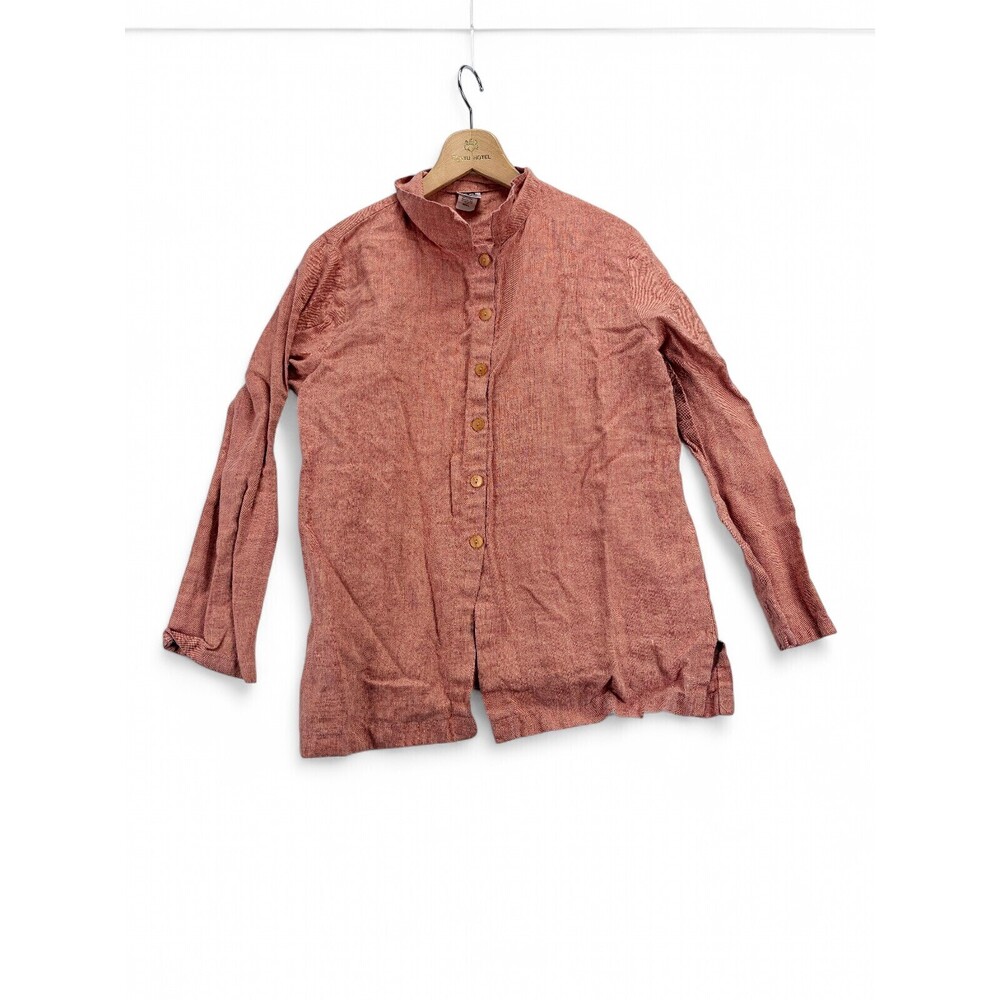 CTC Linens 100% Linen Button-Up Tunic Shirt S - Rust‎